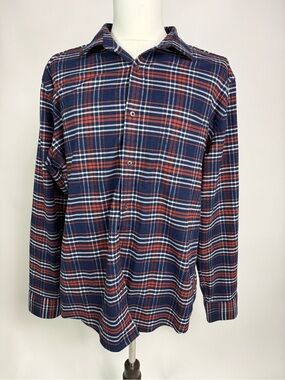 UNTUCKit Navy and orange Plaid Long-Sleeve Button-Down Shirt